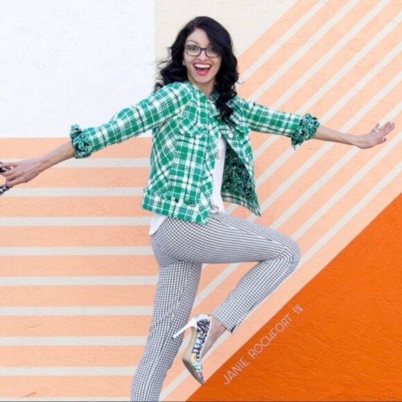 Cabi Women's Sophia Green Plaid Tweed Button Up Library Jacket Style #5653 - Picture 3 of 13